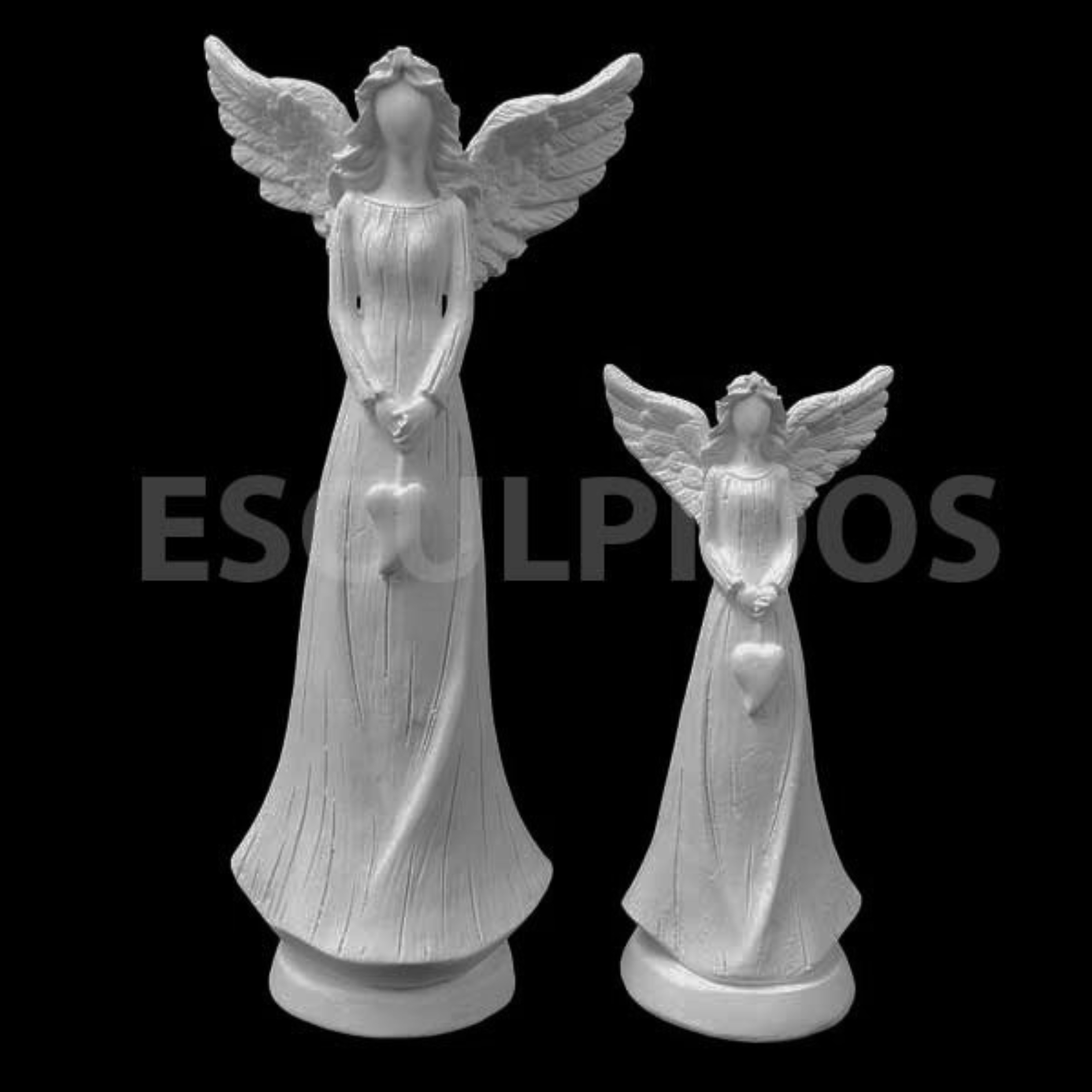 Casal Anjo Coração - 23 e 16 Cm